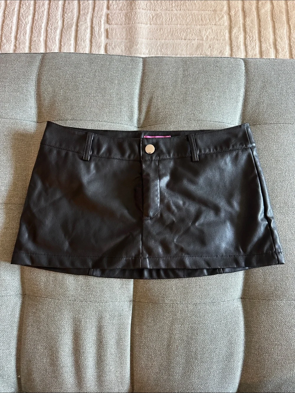 Edited Faux Leather Black Mini Skirt - shorts inside